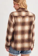 Snap Button Down Plaid Shacket