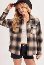 Snap Button Down Plaid Shacket