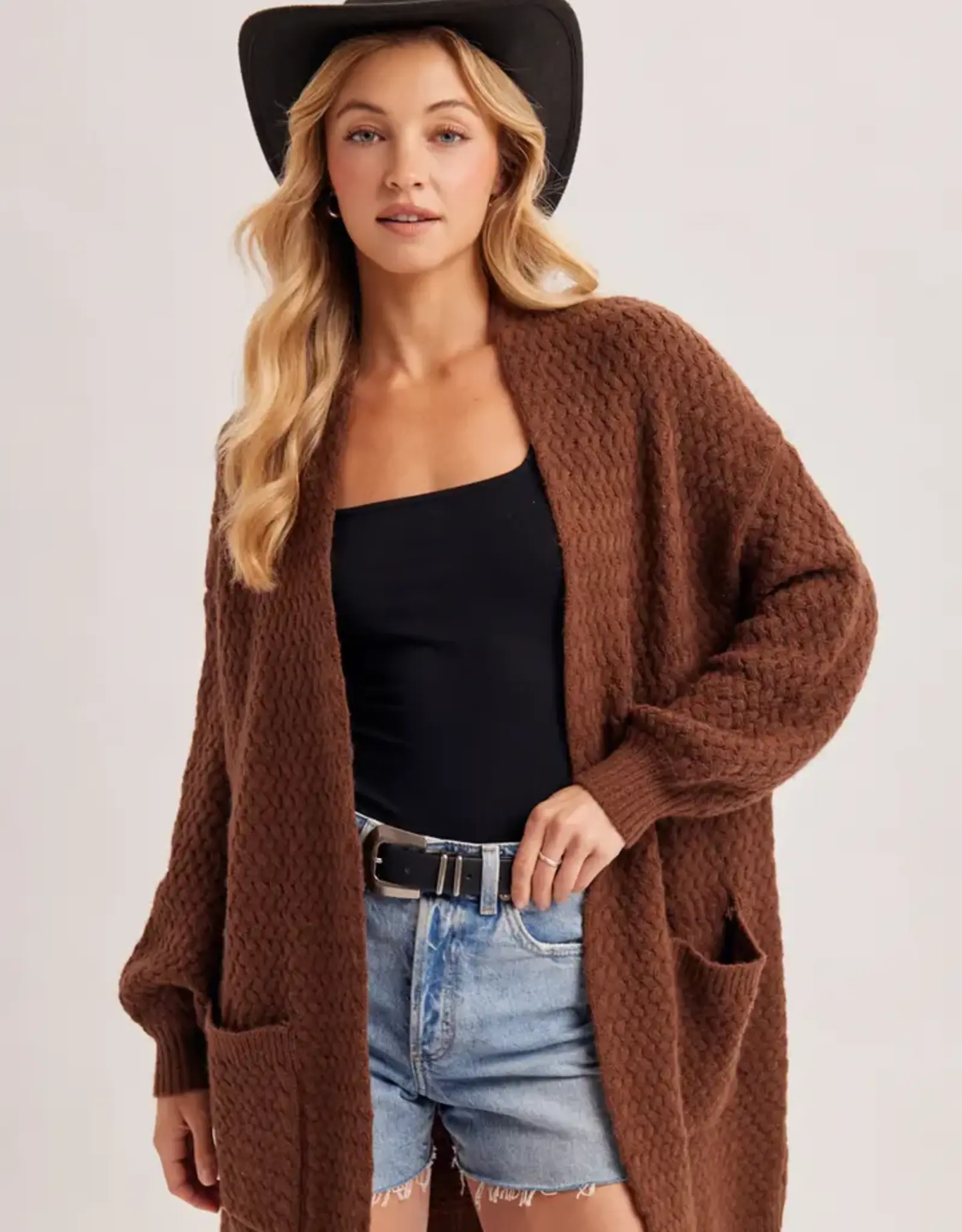 Basket Weave Longline Cardigan