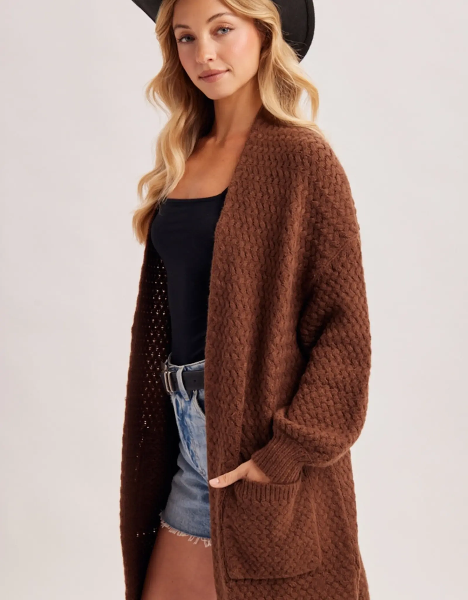 Basket Weave Longline Cardigan