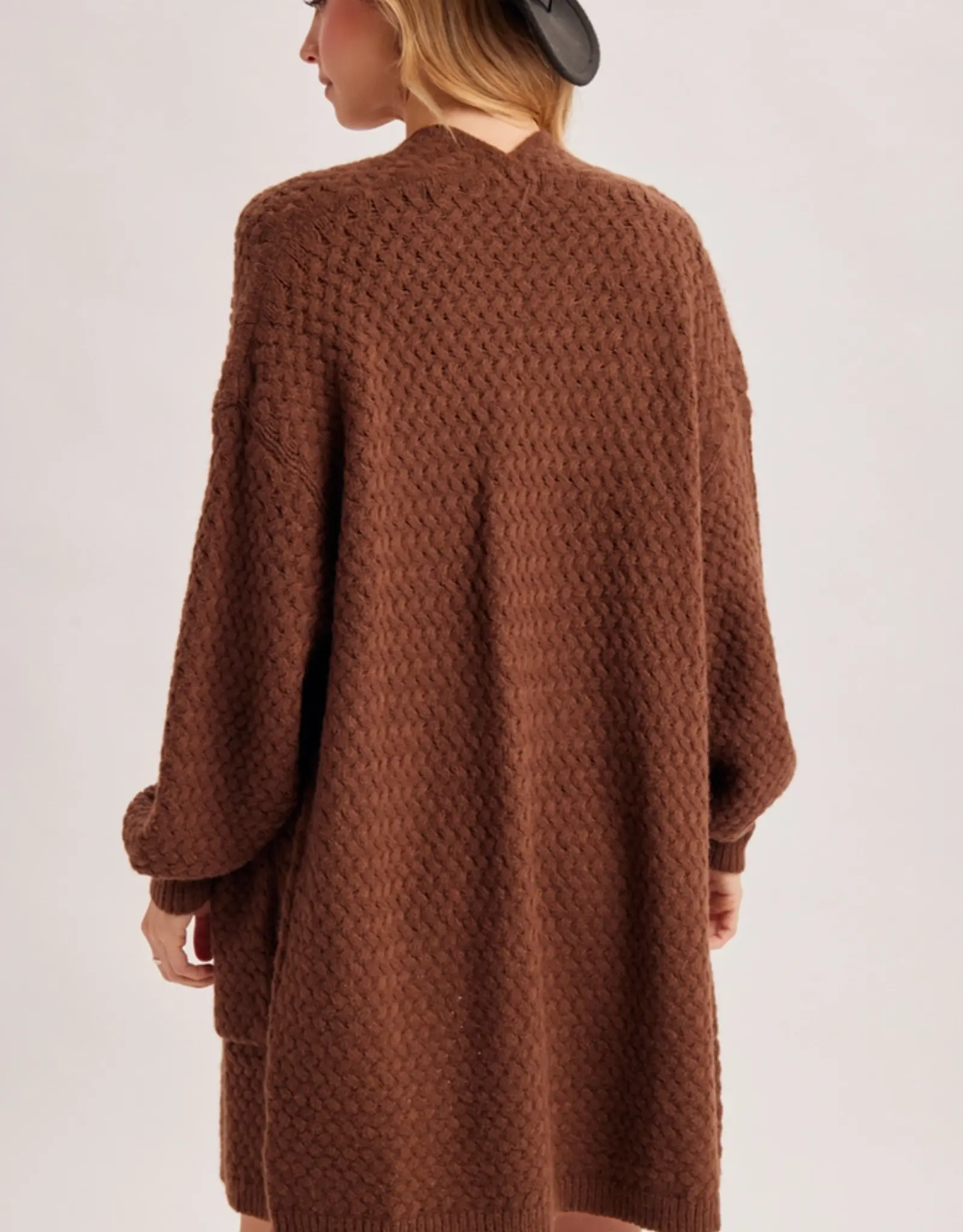Basket Weave Longline Cardigan