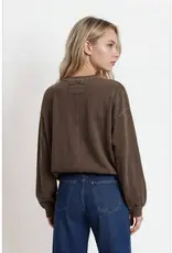 J.O.A Washed Crewneck Knit Top