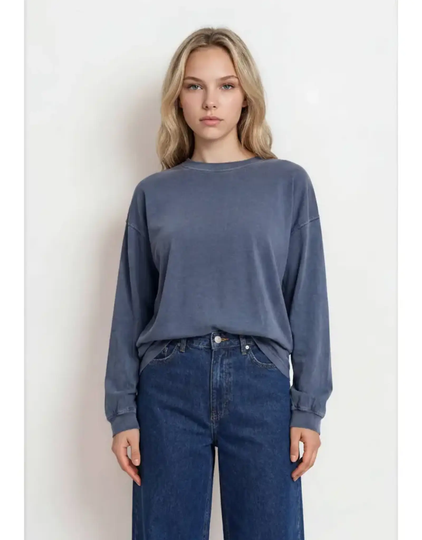 J.O.A Washed Crewneck Knit Top