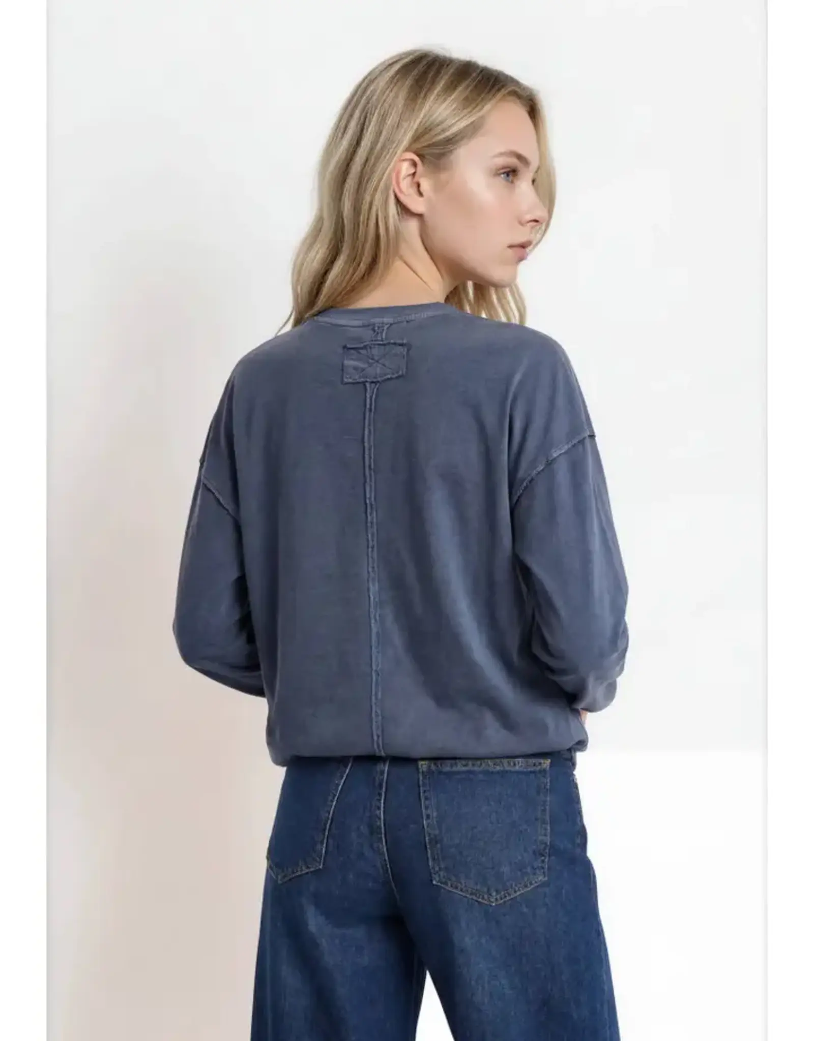 J.O.A Washed Crewneck Knit Top