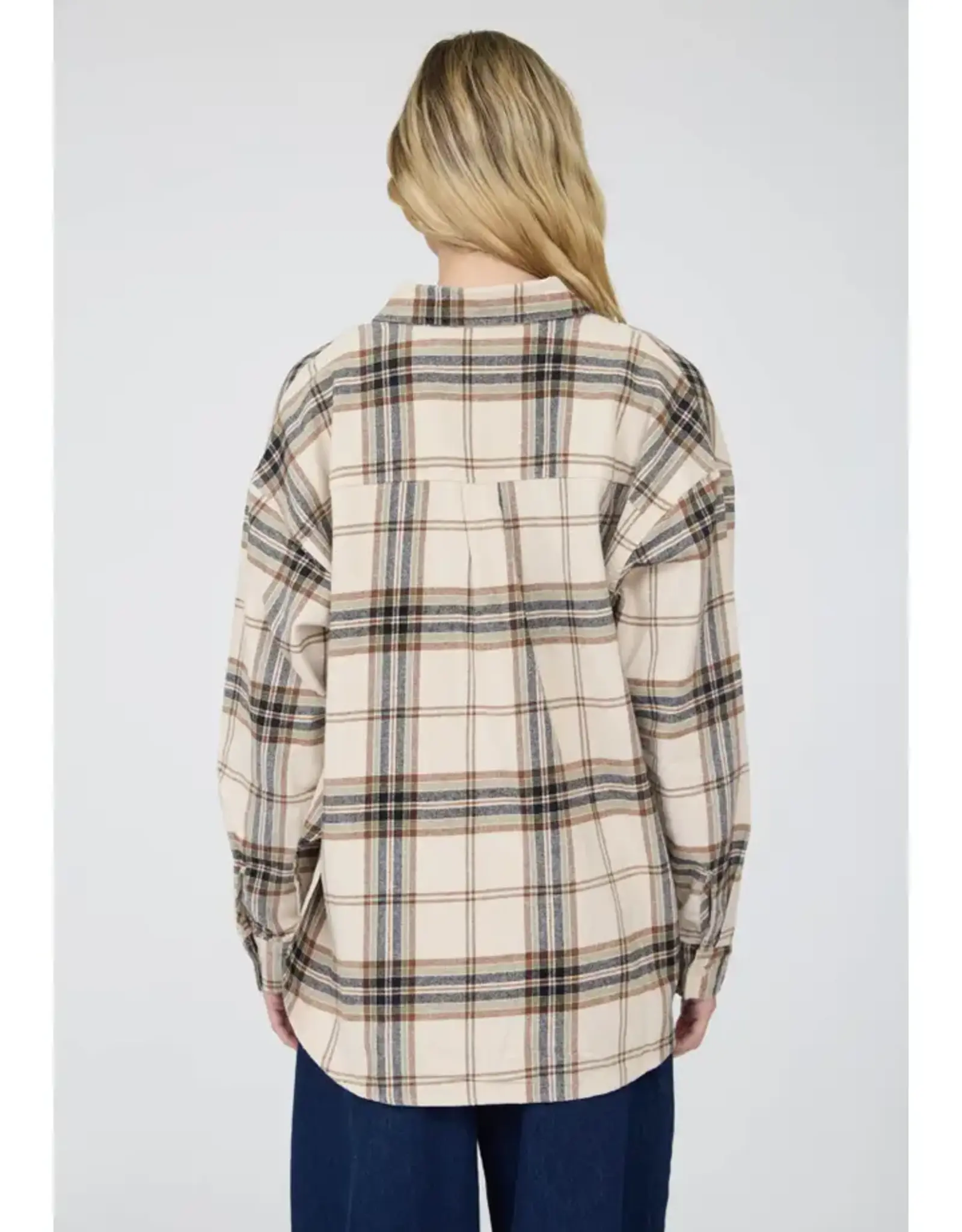 J.O.A Plaid Boxy Button Down Long Sleeve