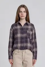 J.O.A Plaid Boxy Button Down Long Sleeve