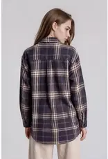J.O.A Plaid Boxy Button Down Long Sleeve