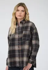 J.O.A Plaid Boxy Button Down Long Sleeve