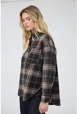 J.O.A Plaid Boxy Button Down Long Sleeve