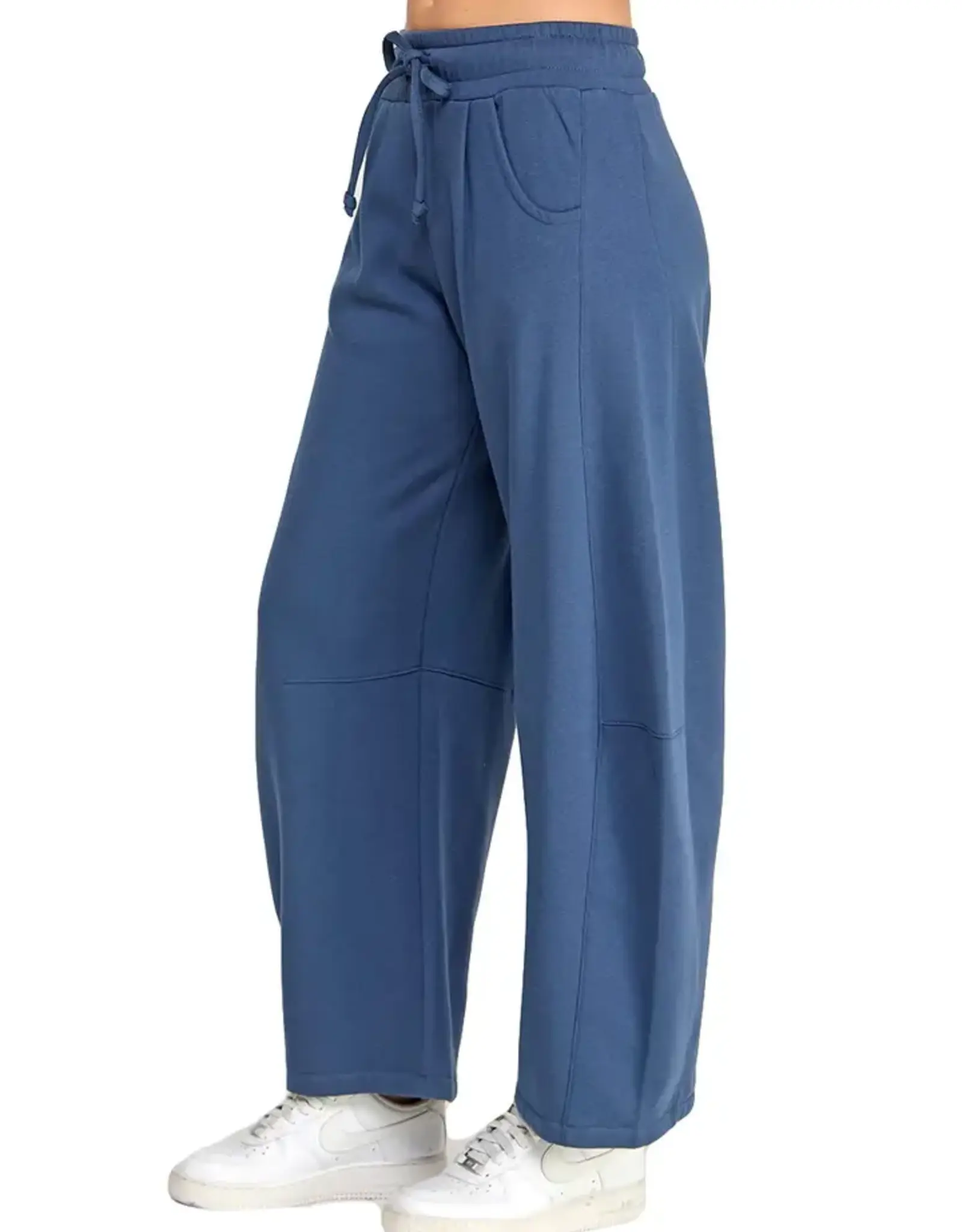J.O.A Smocked Waist Barrel leg Sweatpants