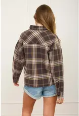 J.O.A Plaid Boxy Collared Button Down Long Sleeve