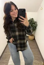 J.O.A Plaid Boxy Button Down Long Sleeve