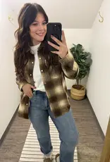 Snap Button Down Plaid Shacket
