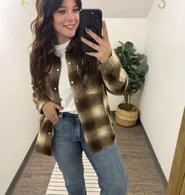 Snap Button Down Plaid Shacket