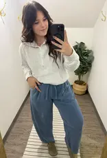 J.O.A Smocked Waist Barrel leg Sweatpants
