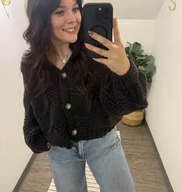 Button Down Cable Knit Cardigan