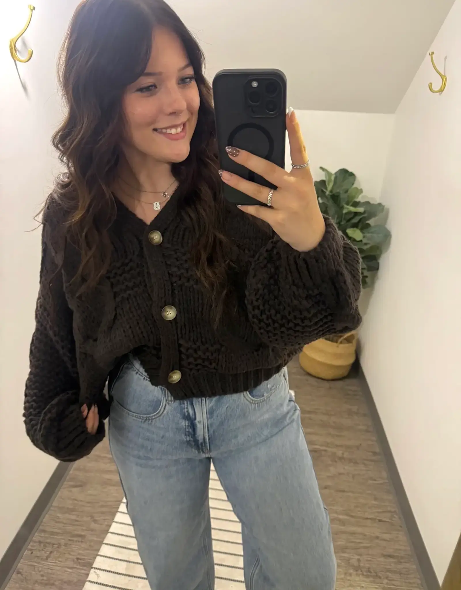 Button Down Cable Knit Cardigan