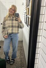J.O.A Plaid Boxy Collared Button Down Long Sleeve