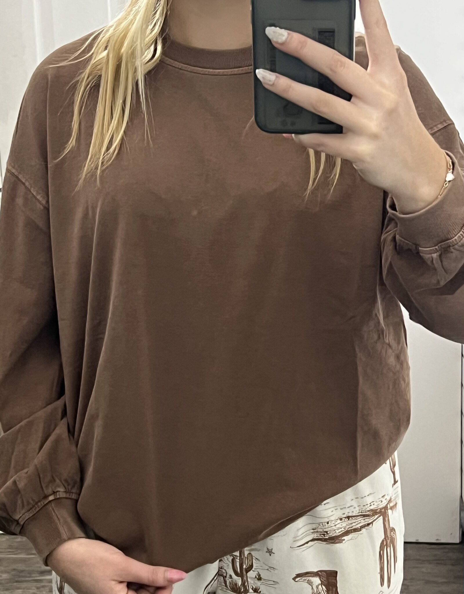 J.O.A Washed Crewneck Knit Top
