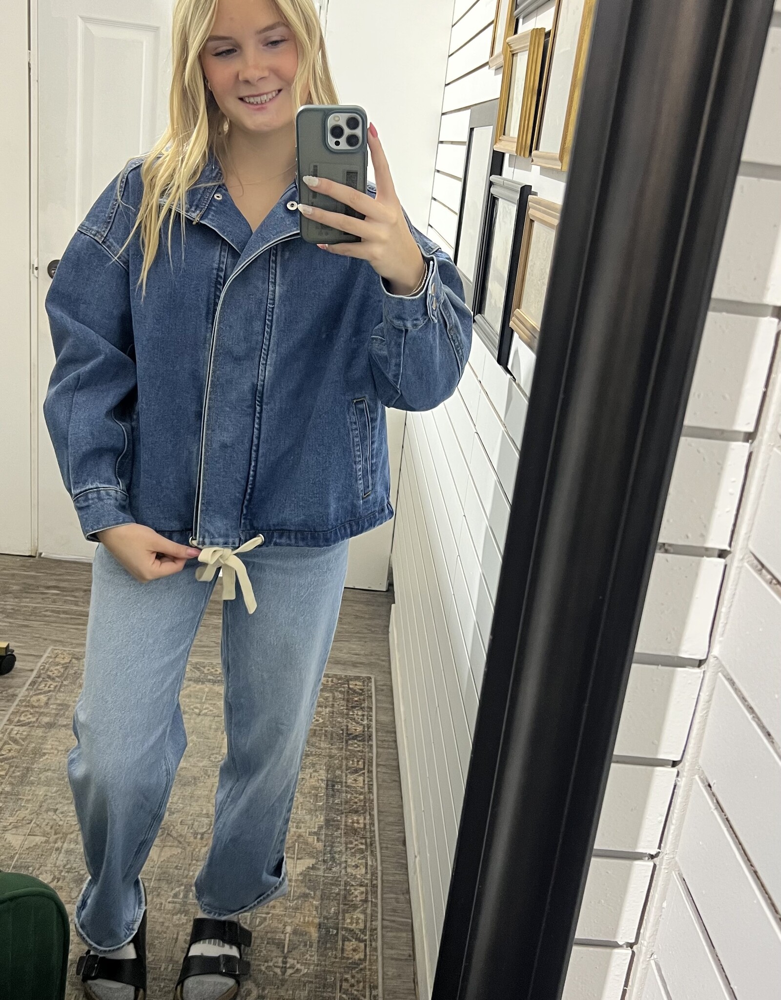 Funnel Neck Denim Jacket
