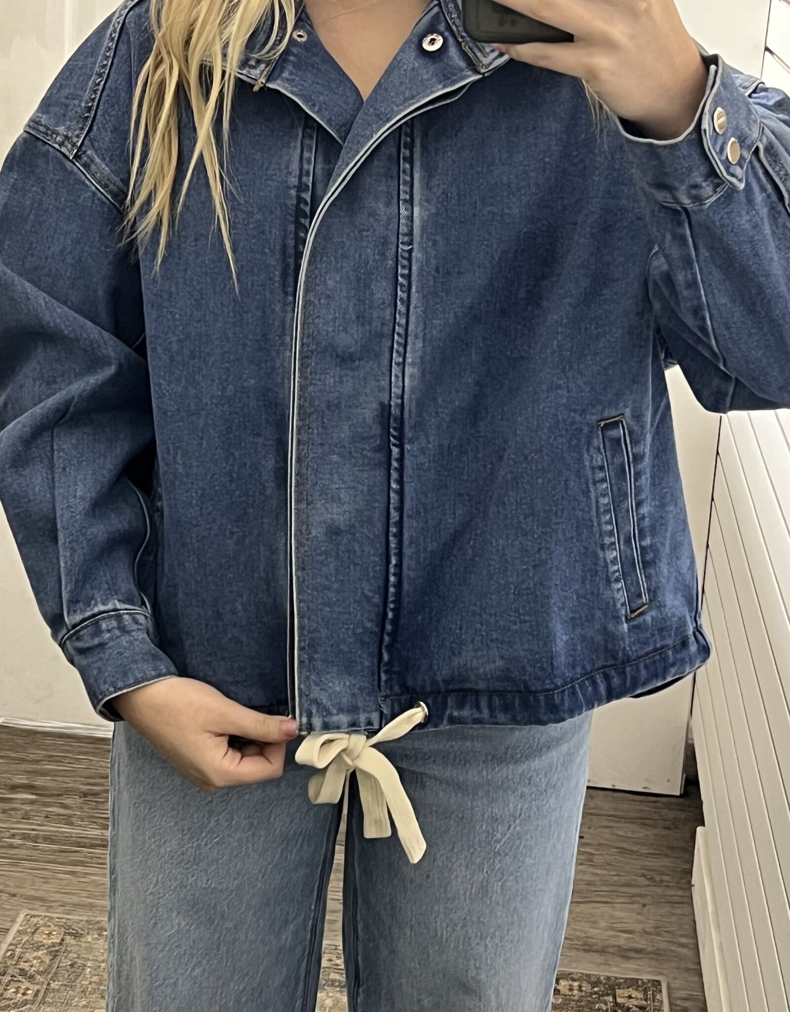 Funnel Neck Denim Jacket