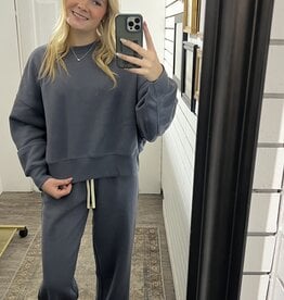 Mono B Cloud Fleece Balloon Sleeve Crewneck