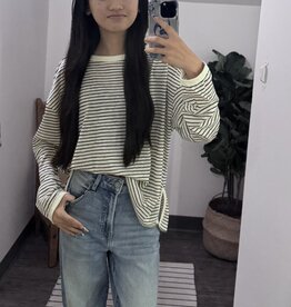 Boxy Striped Knit Long Sleeve