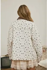 J.O.A Floral Corduroy Collared Jacket