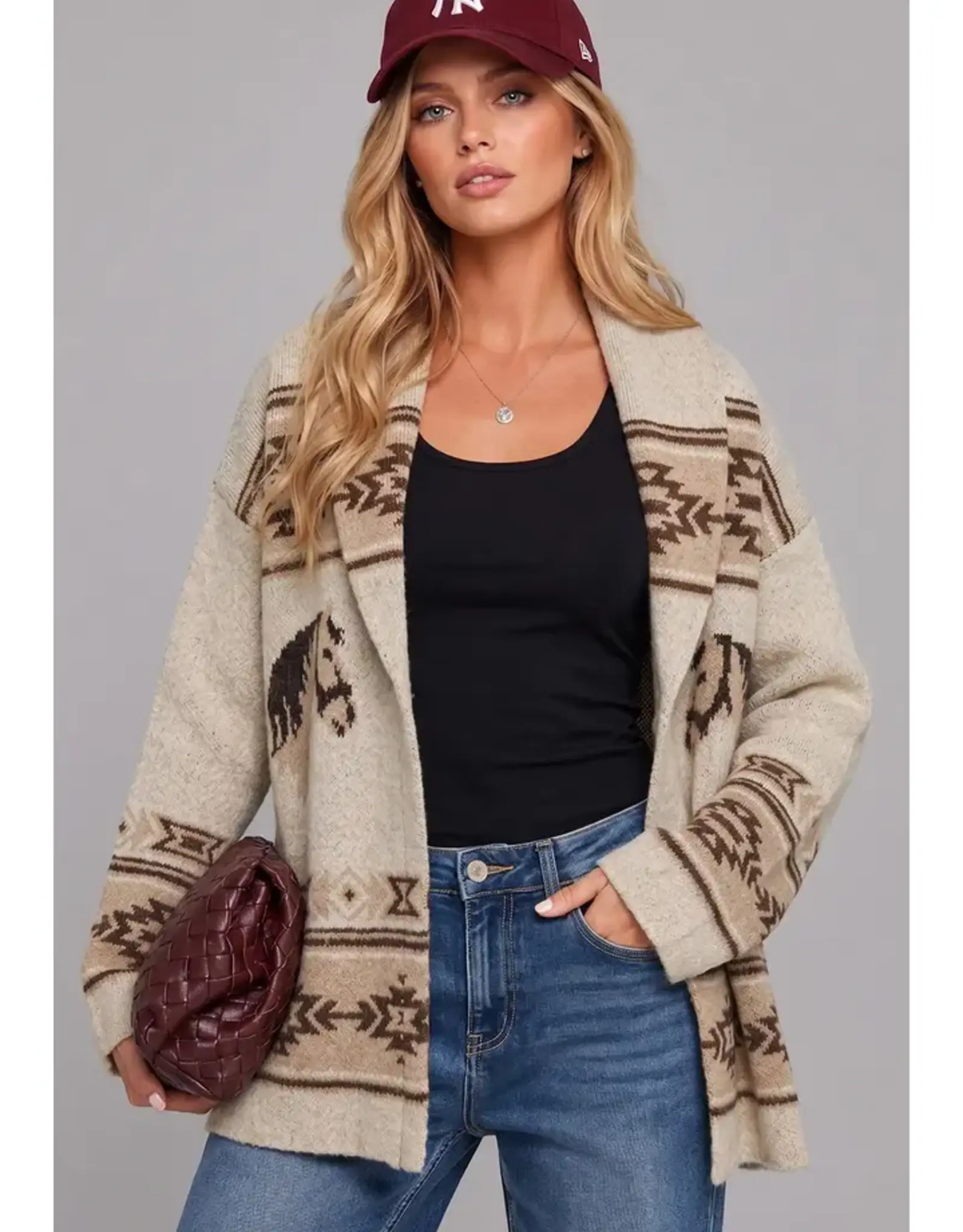 Very J Southwest Horse Knit Cardigan