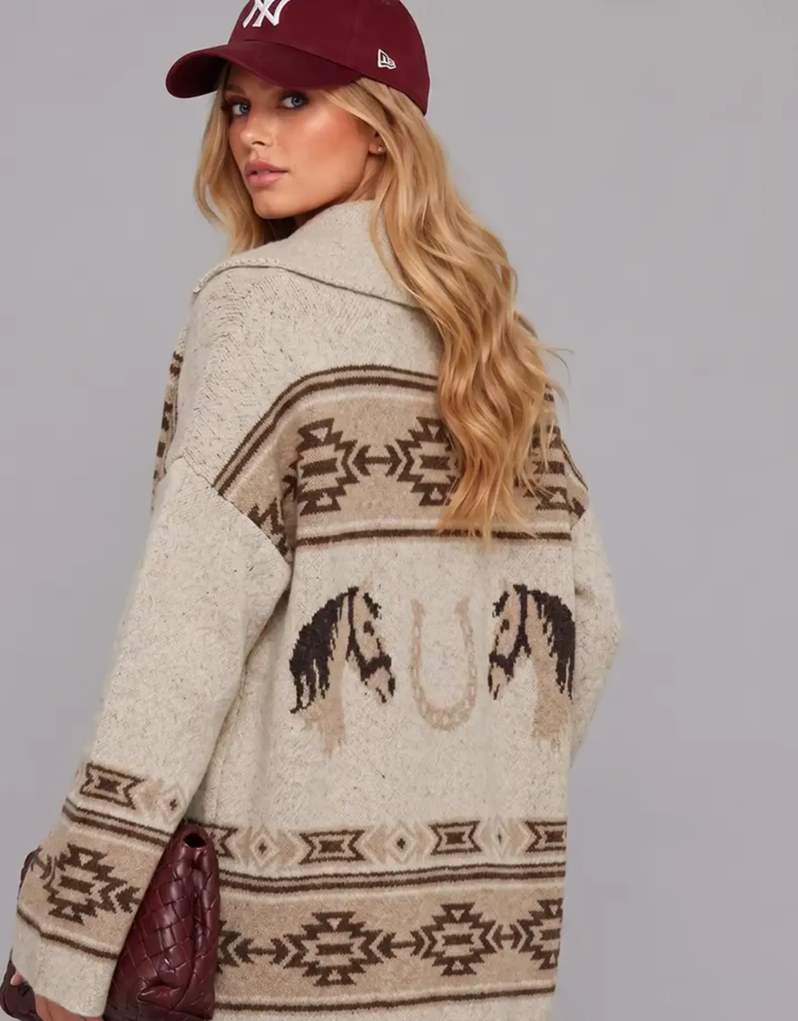 Very J Southwest Horse Knit Cardigan
