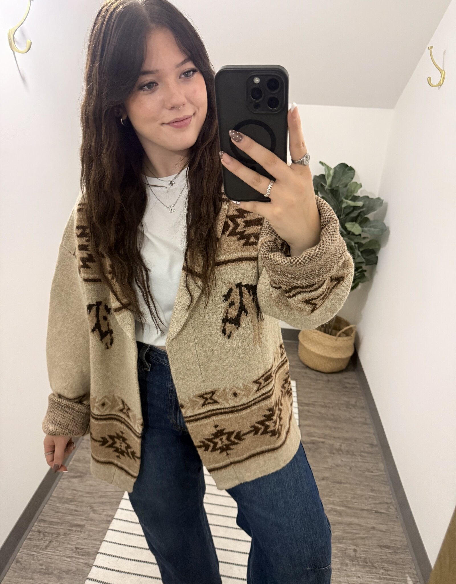 Very J Southwest Horse Knit Cardigan
