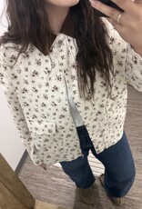 J.O.A Floral Corduroy Collared Jacket