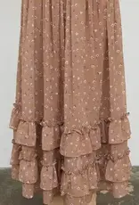 Blu Pepper Floral Ruffled Tiered Midi Skirt