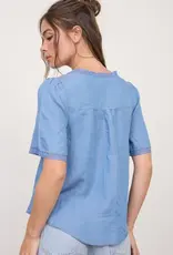 Blu Pepper Lace V-Neck Short Sleeve Top