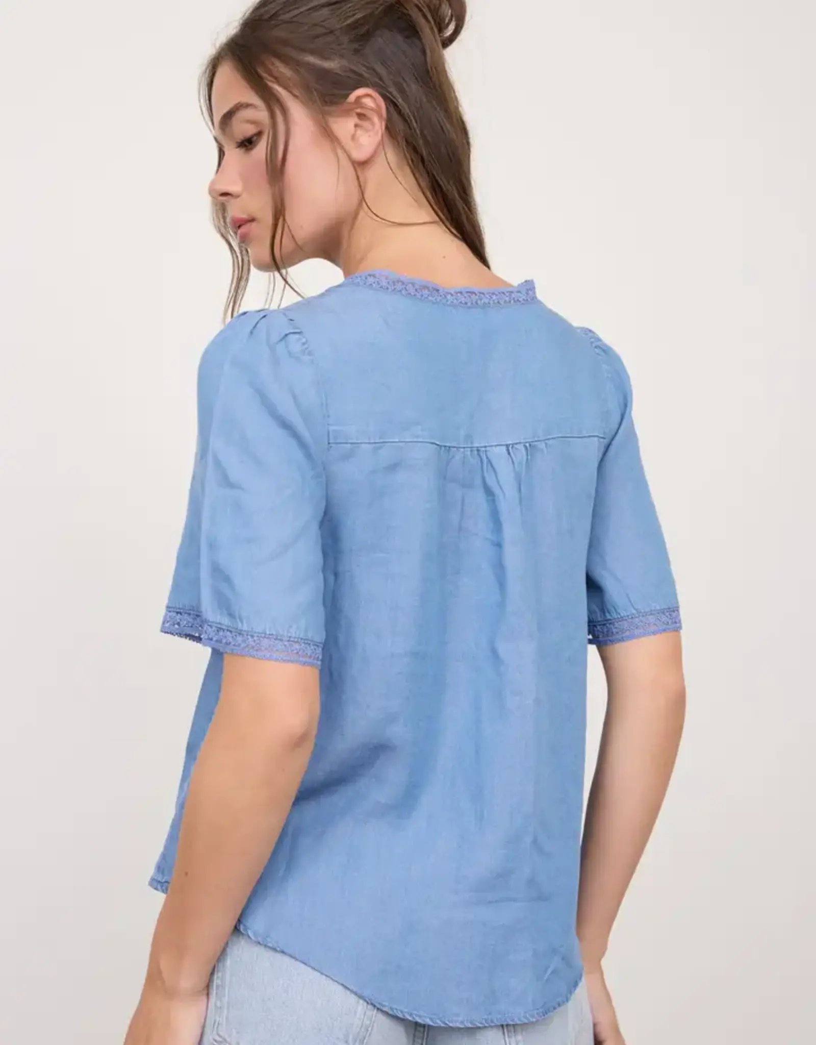 Blu Pepper Lace V-Neck Short Sleeve Top