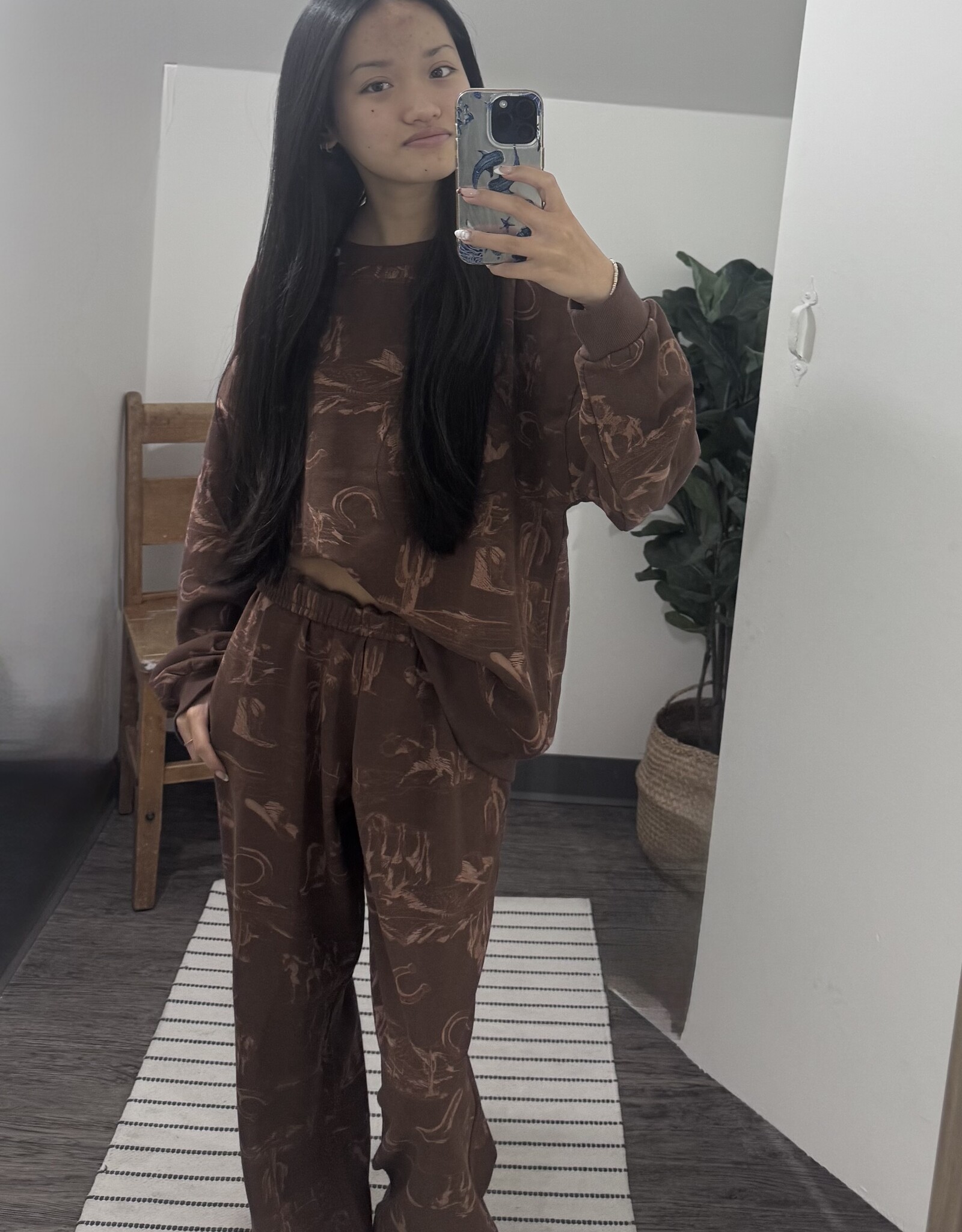 Blu Pepper Western Print Long Sleeve