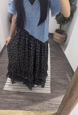 Blu Pepper Floral Ruffled Tiered Midi Skirt