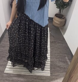 Blu Pepper Floral Ruffled Tiered Midi Skirt