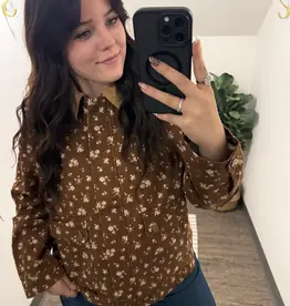 Blu Pepper Floral Collared Denim Jacket
