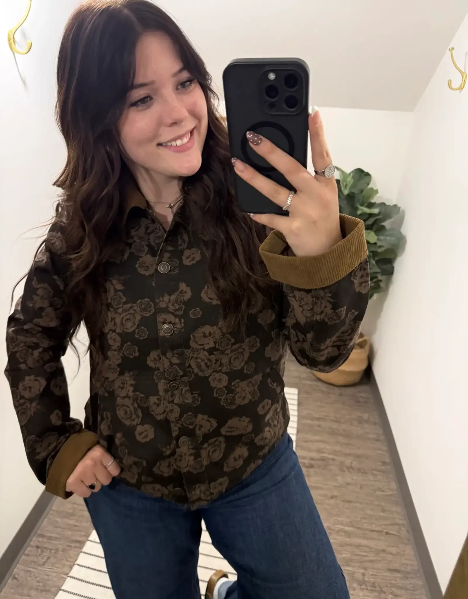 Blu Pepper Floral Jacquard Button Down Jacket