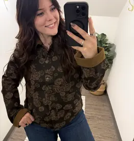 Blu Pepper Floral Jacquard Button Down Jacket