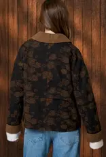 Blu Pepper Floral Jacquard Button Down Jacket