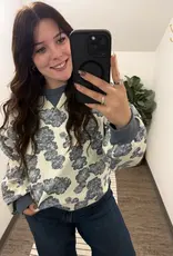 Very J Vintage Floral Waffle Pullover