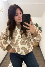 Very J Vintage Floral Waffle Pullover