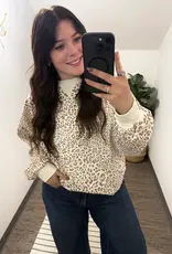 Very J Vintage Leopard Waffle Knit Pullover