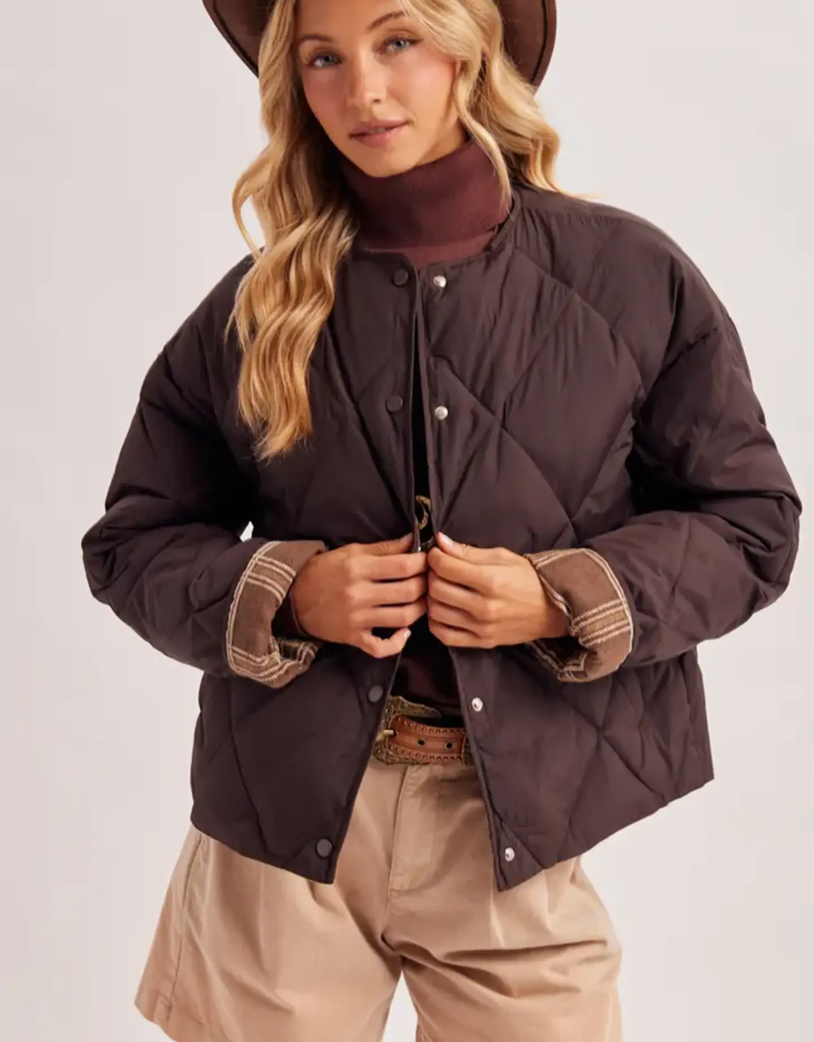 Collarless Contrast Puffer