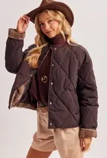 Collarless Contrast Puffer