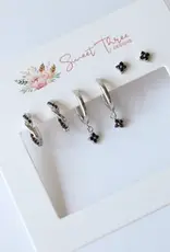 Sweet Three Designs Afterglow Black Triple Earring Set