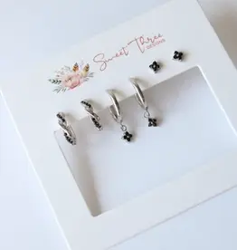 Sweet Three Designs Afterglow Black Triple Earring Set