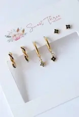 Sweet Three Designs Afterglow Black Triple Earring Set